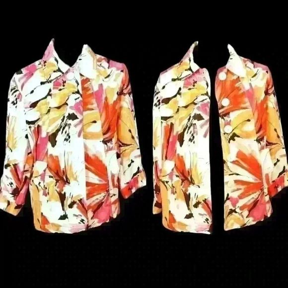 Southern Lady Jackets & Blazers - SOUTHERN LADY Womans Fabric Jacket Top MULTI COLOR Lightweight Coat Shirt size 6